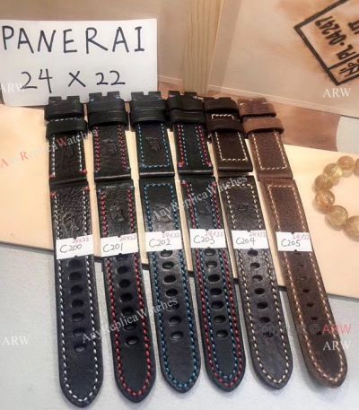 Swiss Quality Panerai Leather Watch Band with White Stitch 24mm